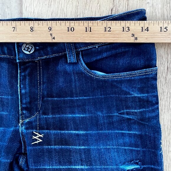 KSUBI SUPER SKINNY ZIP HEM LOW RISE WOMEN’S JEANS sz 27 Destructed Denim - Picture 12 of 15